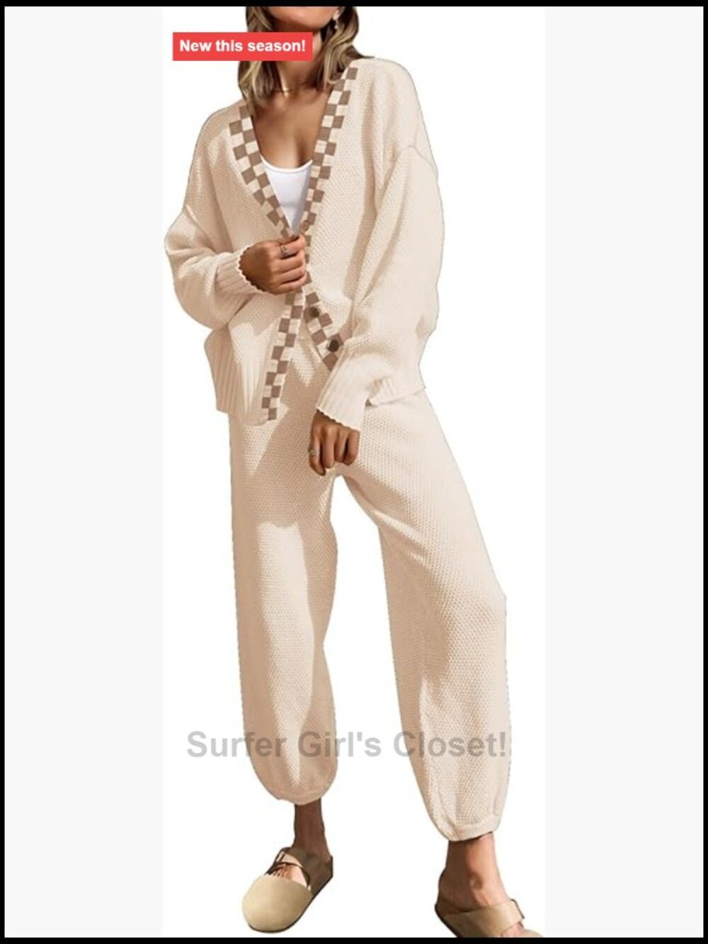 Women's 2 Piece Knit Sweater Set - Oversized Cardigan & Long Pants Lounge Set